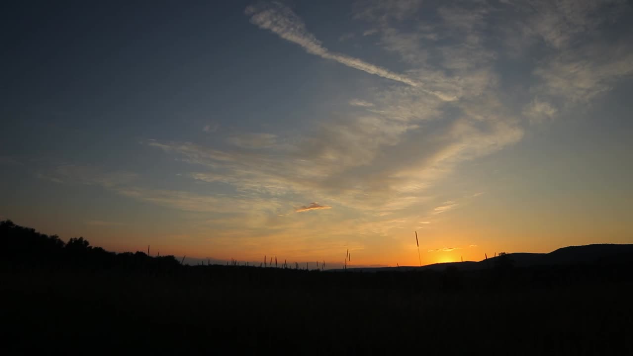 Timelapse Of Sun Rising Over Mountains In Canaan Valley West Virginia With Grass In Foreground Cinematic Motion Slider HD