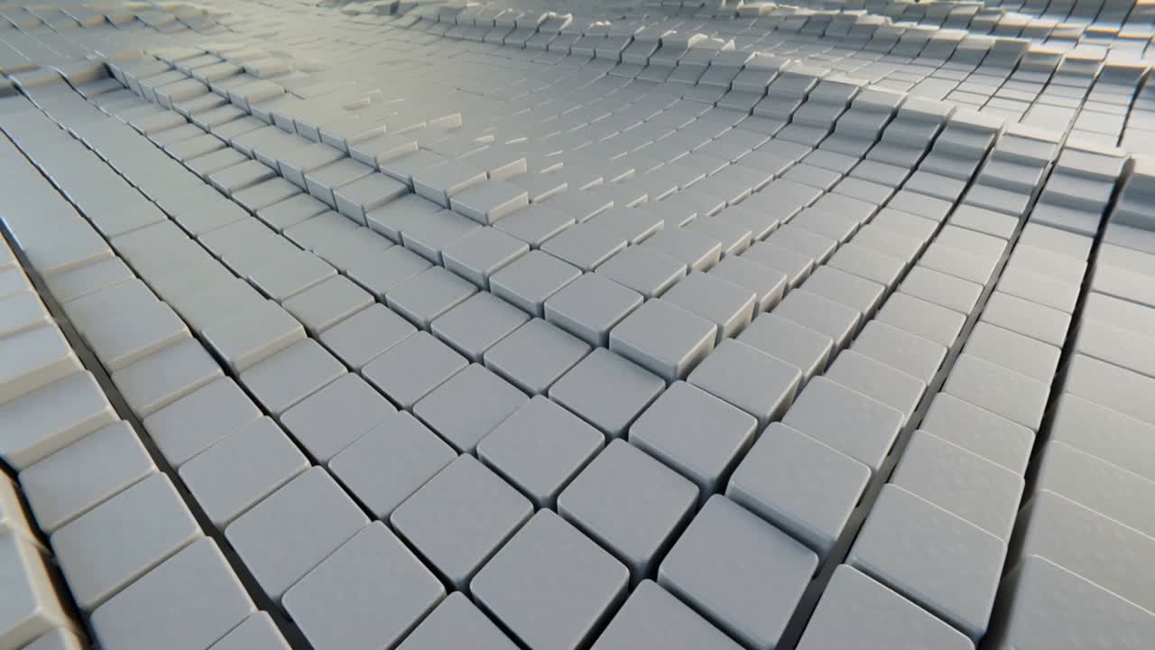 Rippling matte tile grid from lower-left making diagonal wave at lab for simulation with soft light