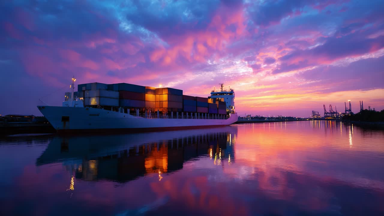 Container Ship at Sunset