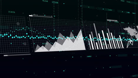 animación del procesamiento de datos financieros sobre un fondo negro
