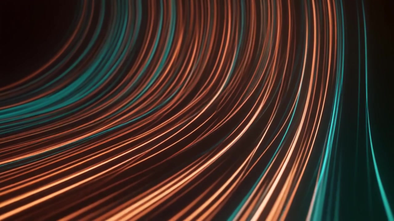 Abstract Motion Background with Glowing Orange and Teal Light Streaks