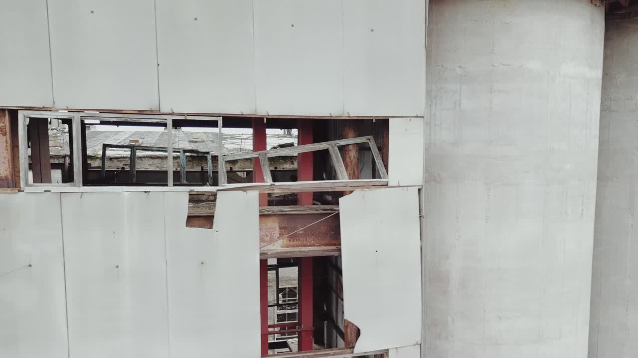 Abandoned chemical plant. Old industrial building for demolition. Aerial view
