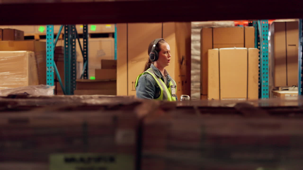 Warehouse worker taking inventory