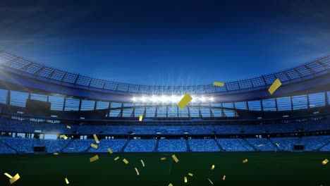 sports stadium with golden confetti falling