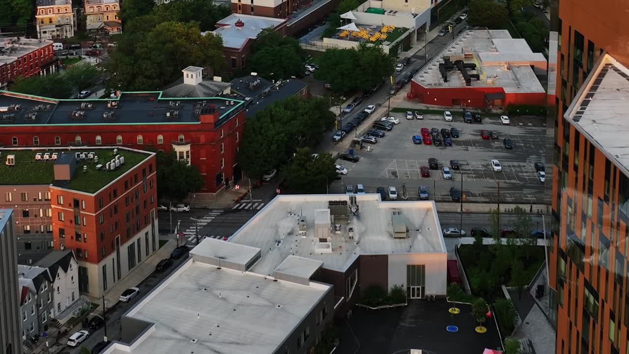 Aerial view of urban development in Philadelphia captured by drone