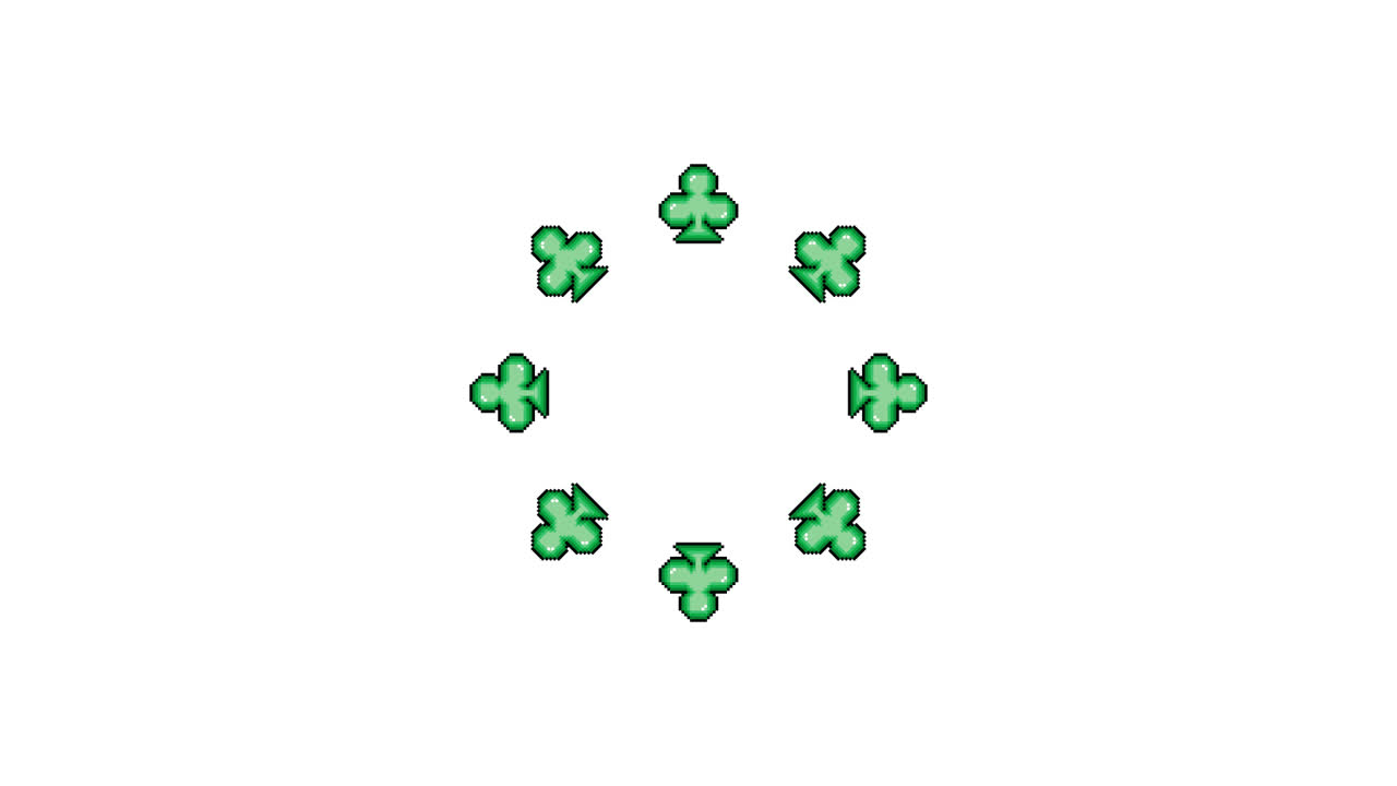 Pixel Art Clover Spinning Circle Animated Overlay Transparent 30fps (5)
