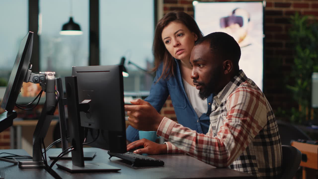 Team of professional developers working on software development