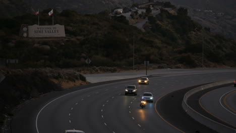 simi valley california usa freeway sunset time lapse with welcome to simi valley sign shot in 4k high resolution
