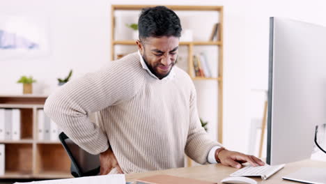 Rückenschmerzen,-Geschäftsmann-Und-Verletzung-Im-Büro