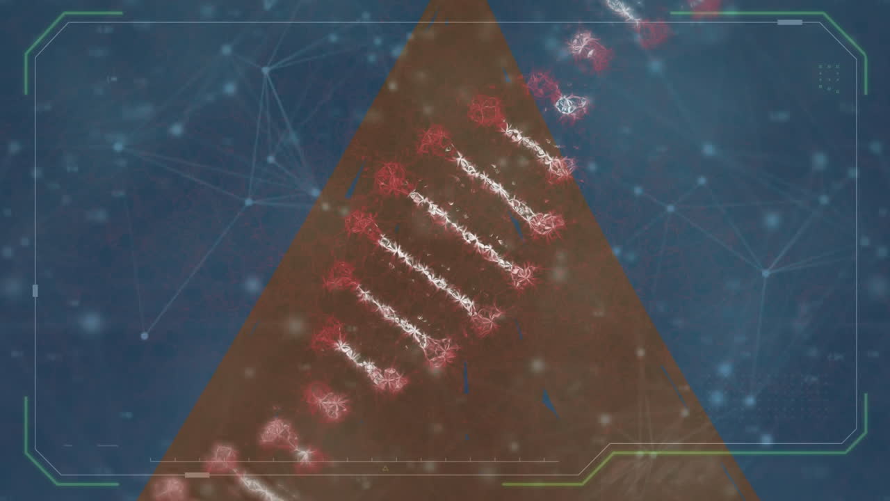 연결 네트워크를 통해 dna 가닥의 애니메이션