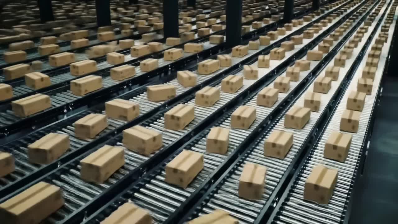 Automated Conveyor System in a Modern Warehouse Efficiently Transporting Packages for Distribution and Fulfillment, Showcasing Advanced Logistics Infrastructure