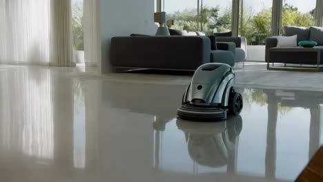 autonomous floor cleaning robot in modern home