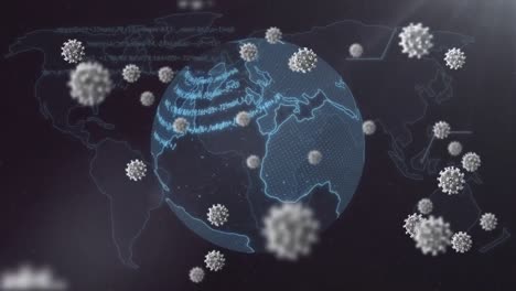 Animation-of-covid-19-cells-flying-over-globe