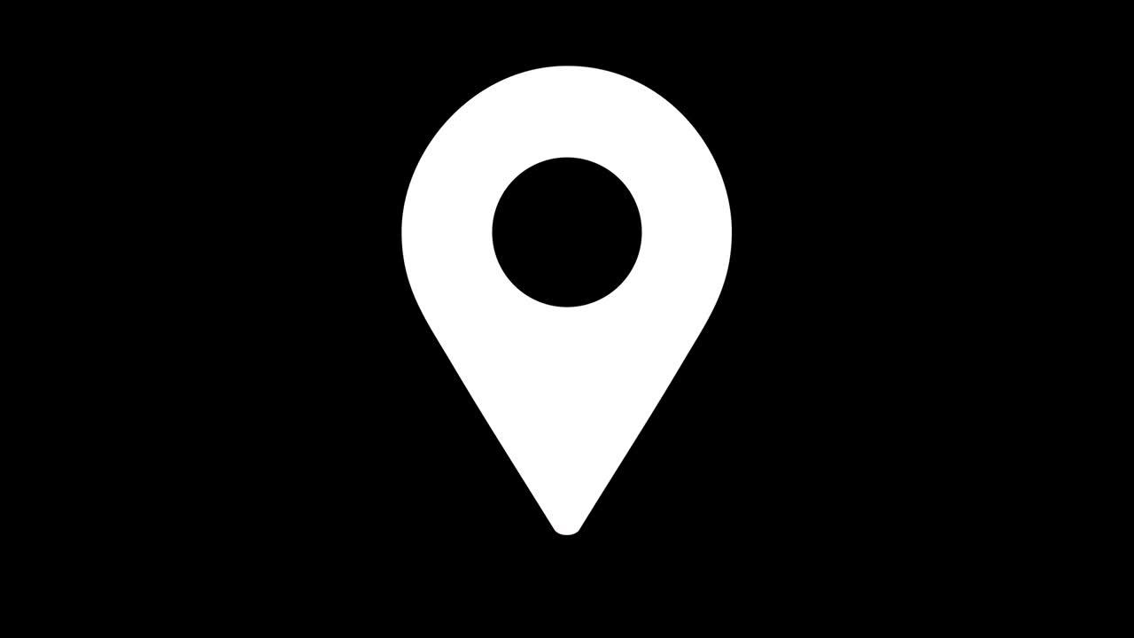 el puntero del mapa es una marca de alfiler blanco que rebota sobre un fondo transparente.