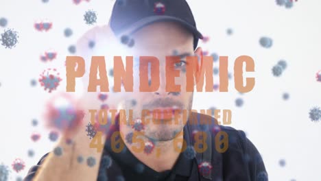 Digital-composite-video-of-pandemic-text-with-total-confirmed-number-rising-and-covid-19-cells