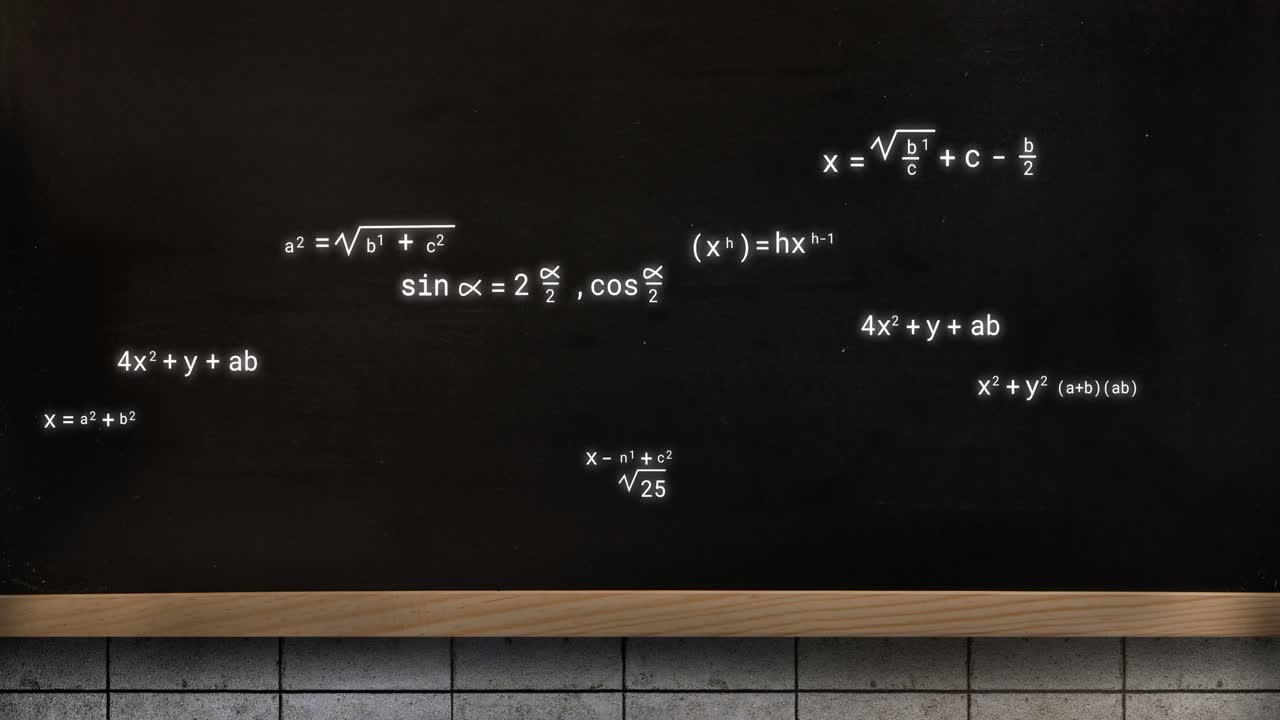 animación de ecuaciones matemáticas en el tablero negro