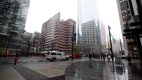 cinematic time lapse of a major downtown intersection