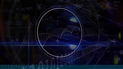 animación de procesamiento de datos codificación binaria sobre el giro de la cadena de adn