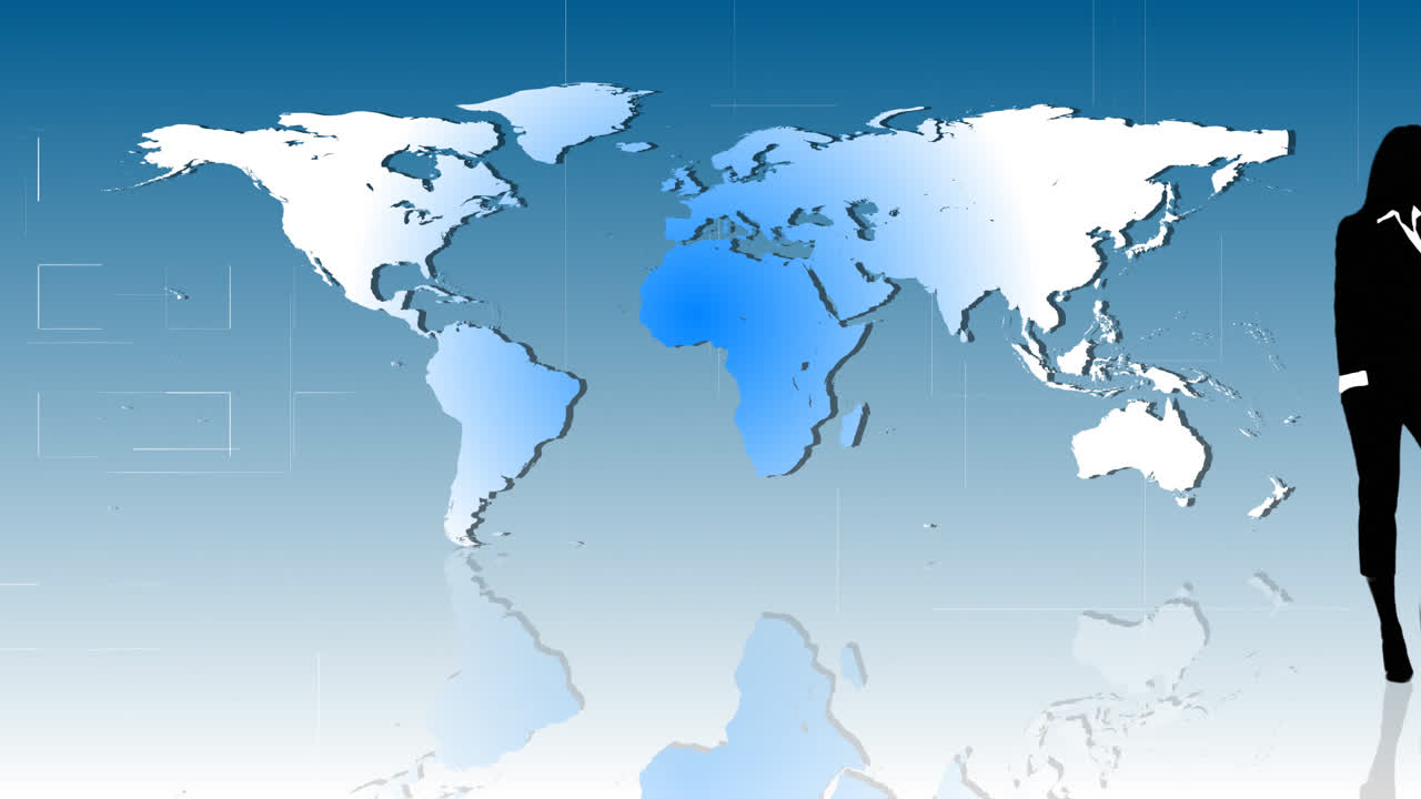 siluetas de personas de negocios de pie frente al planeta
