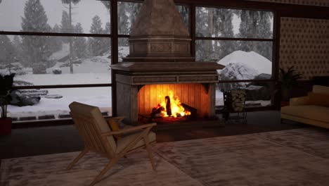 cozy winter cabin living room