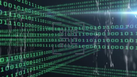 animation of data processing and qr code over binary coding