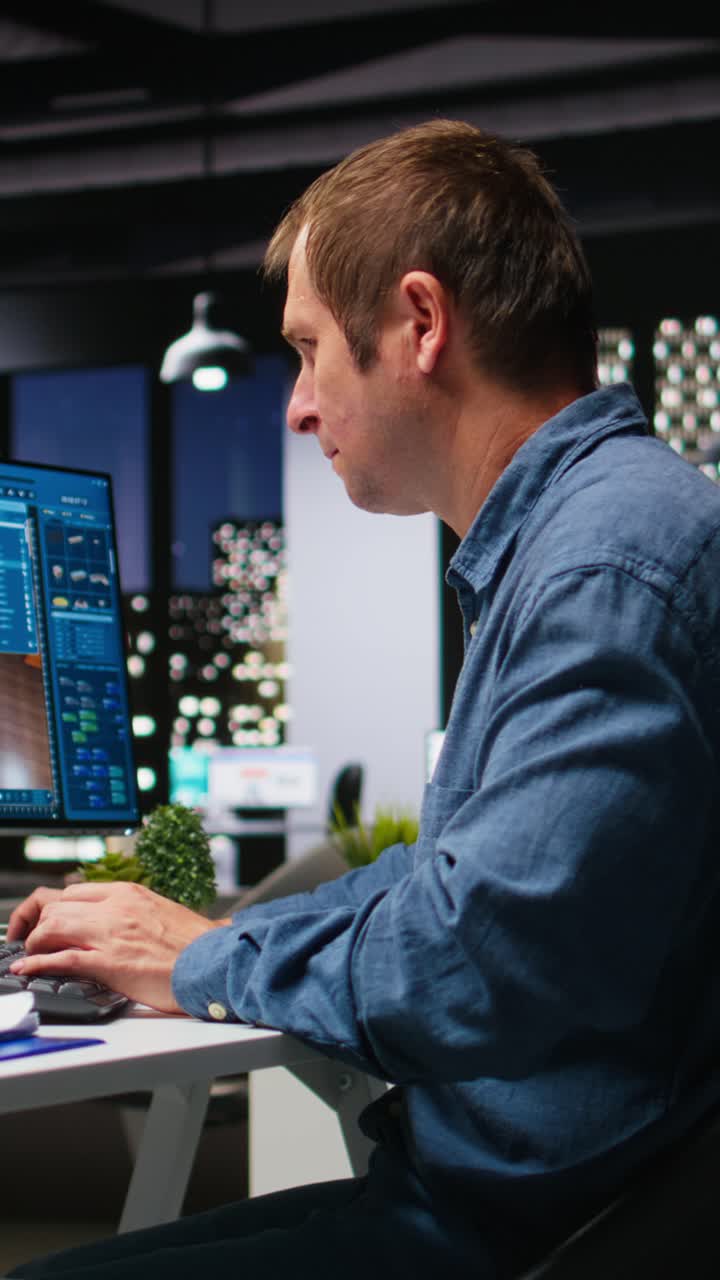 Vertical Video Professional male expert using artificial intelligence to design a floor plan