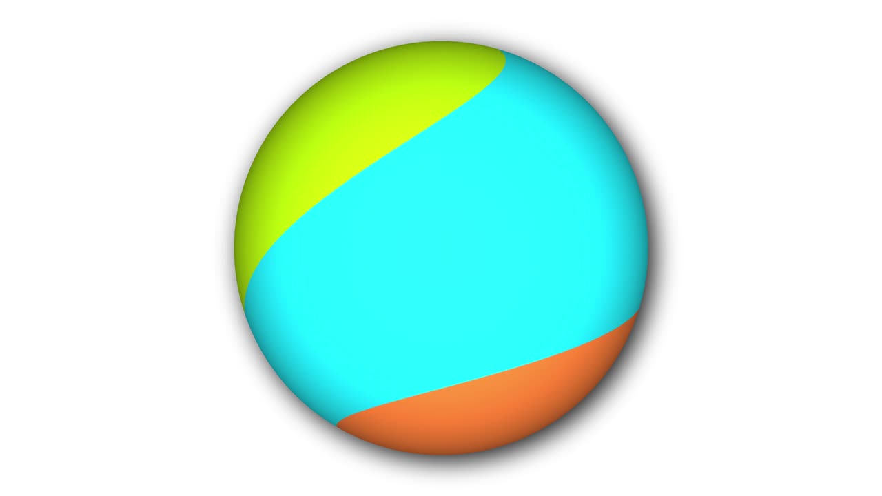 esfera abstracta de colores que se mueve en blanco. color rayado esfera abstracta que gira aislada en blanco.