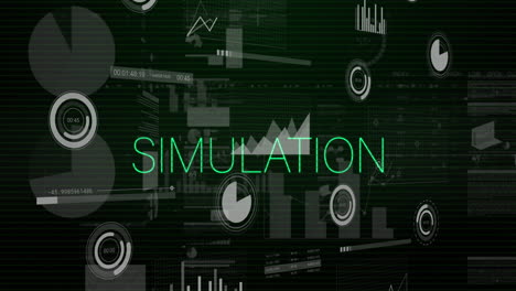 animation of simulation text, statistics and data processing