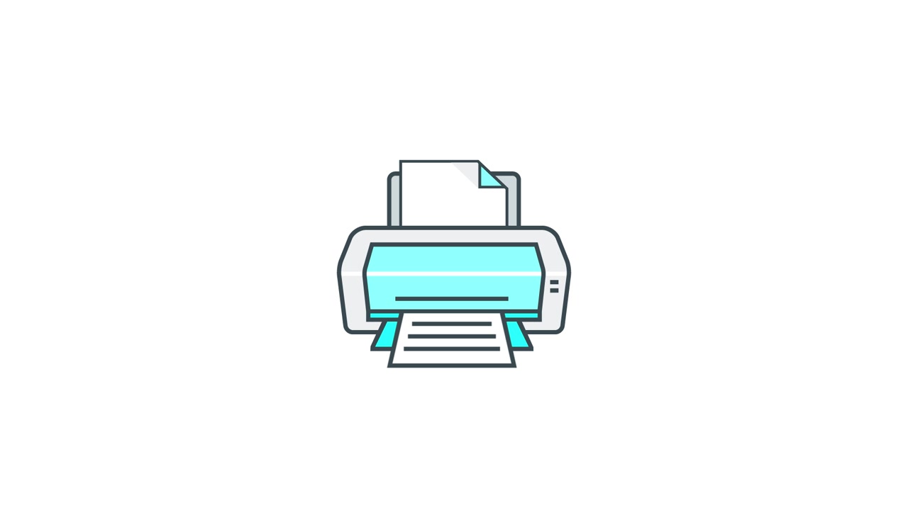 Animated Printer Printing Documents in Office Setting