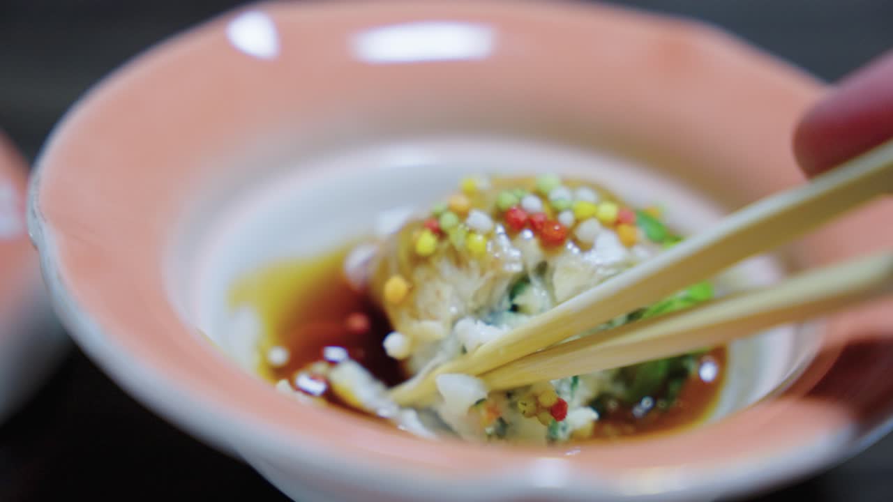 Cutting into Gourmet Fish Ball Made with Japanese Sea Bream