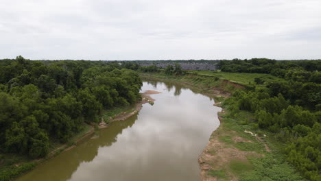 aerial of brazos river in fort bend county, texas, usa