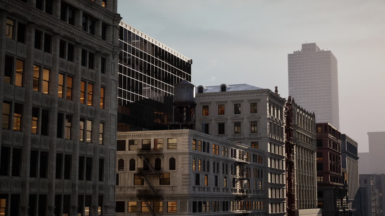 여름 날씨 금융 다운타운의 도시 풍경