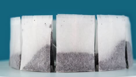 motion around ring made of natural tea bags standing on tray