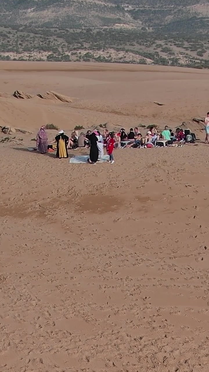 Exploring the vast desert landscape in Morocco from an aerial view