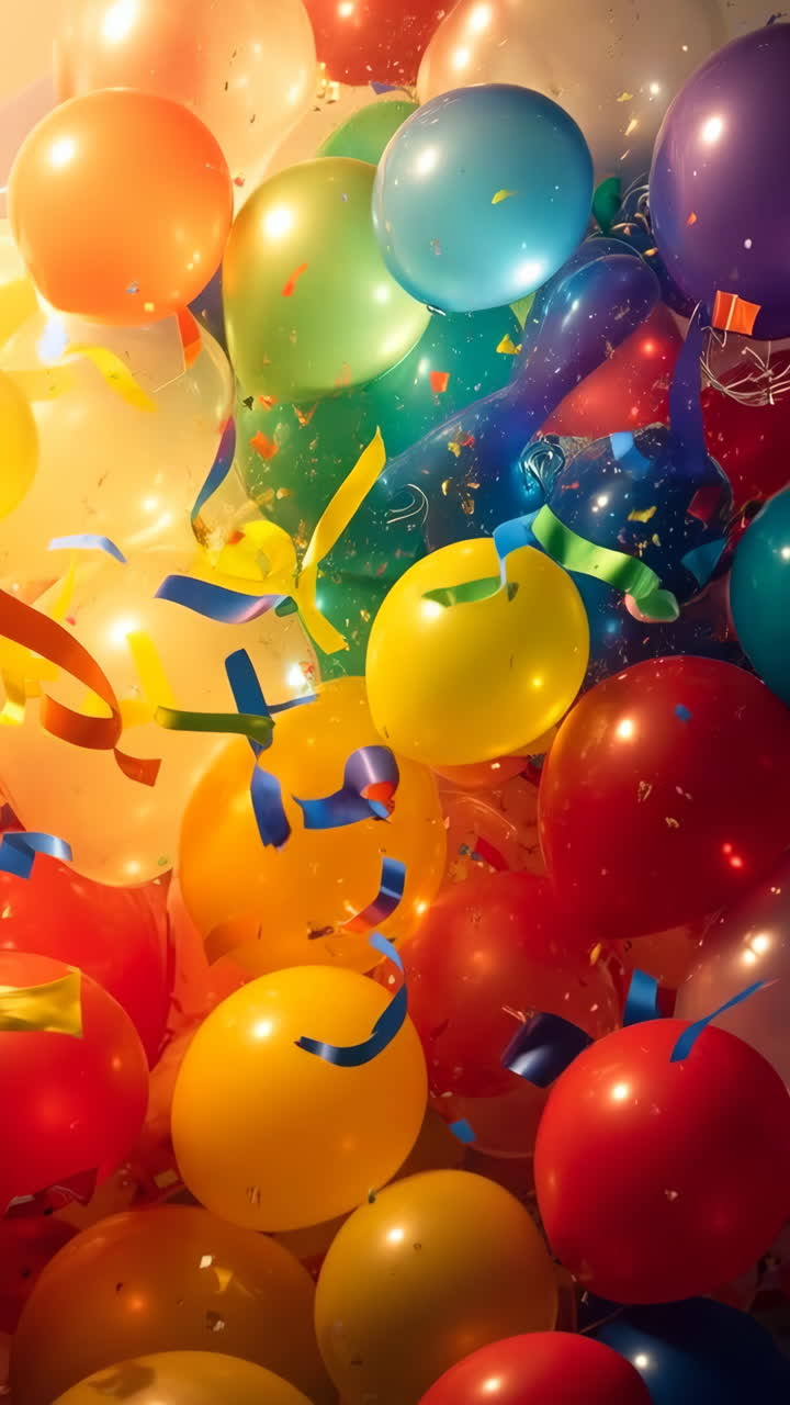 globos de colores y confeti