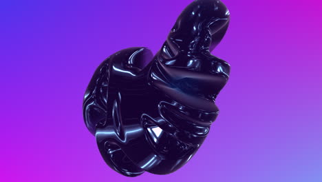 shiny, reflective 3d object on purple and blue background