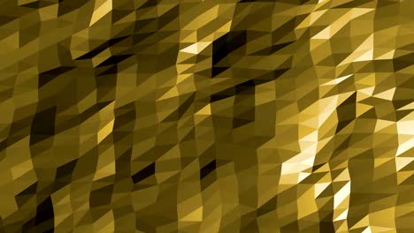 4k gold polygonal surface 3d render seamless loop. abstract polygonal geometric.