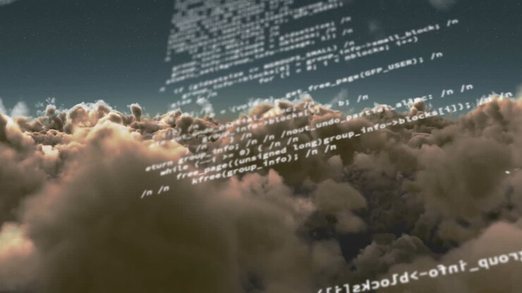Animation of data processing over clouds