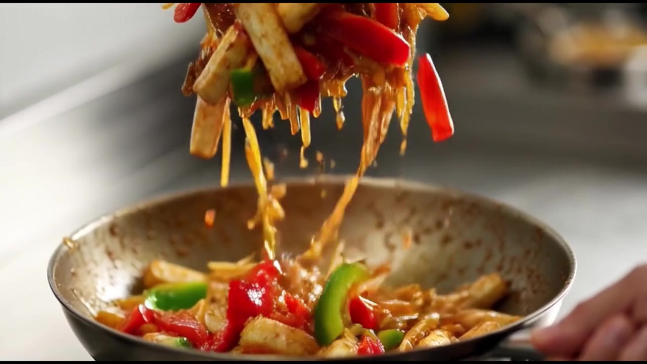 Kok lynsteger grøntsager og tofu i en wok