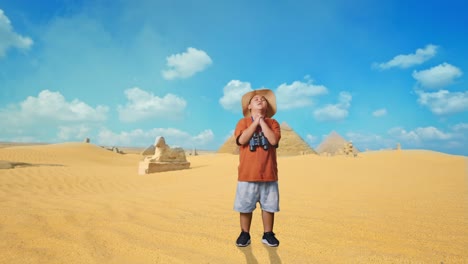 boy exploring ancient egypt