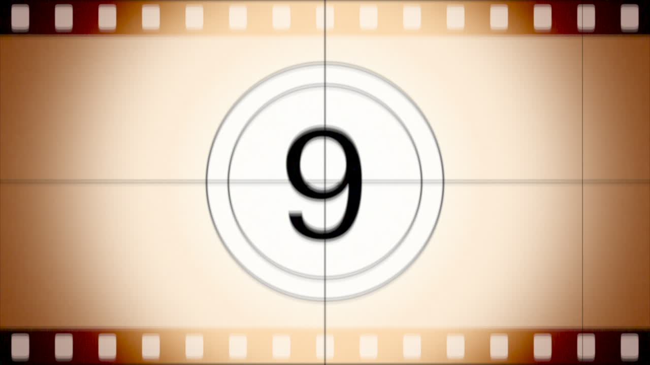 fondo abstracto de cuenta regresiva de película retro marrón en movimiento en estilo 1 de los años 80 y 90