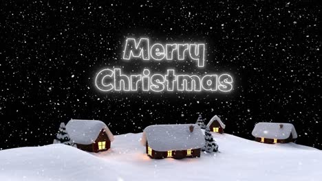 Animation-of-merry-christmas-text-over-snow-falling-and-winter-landscape