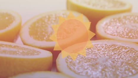 animation of sun icon over oranges