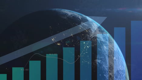 Animación-Del-Procesamiento-De-Datos-Financieros-Sobre-El-Globo-Y-El-Fondo-Oscuro