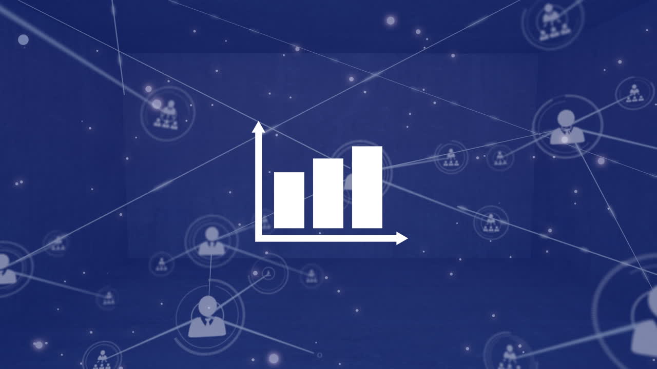 animación del diagrama sobre la red de conexiones sobre fondo azul
