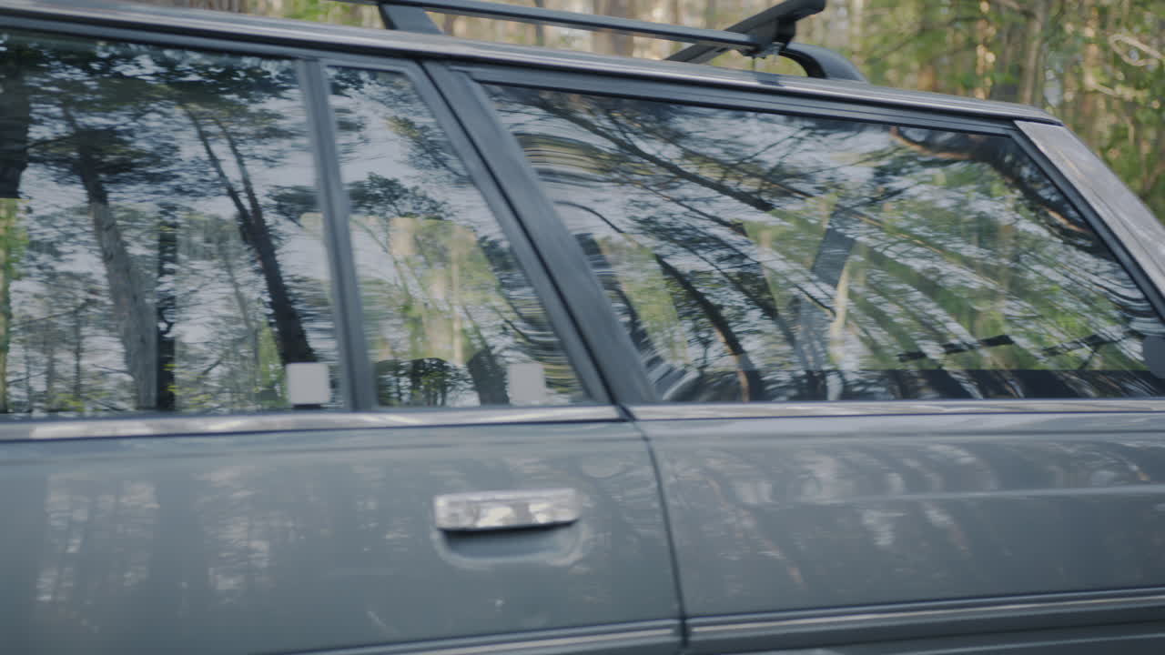 Friends Enjoying a Road Trip in the Woods