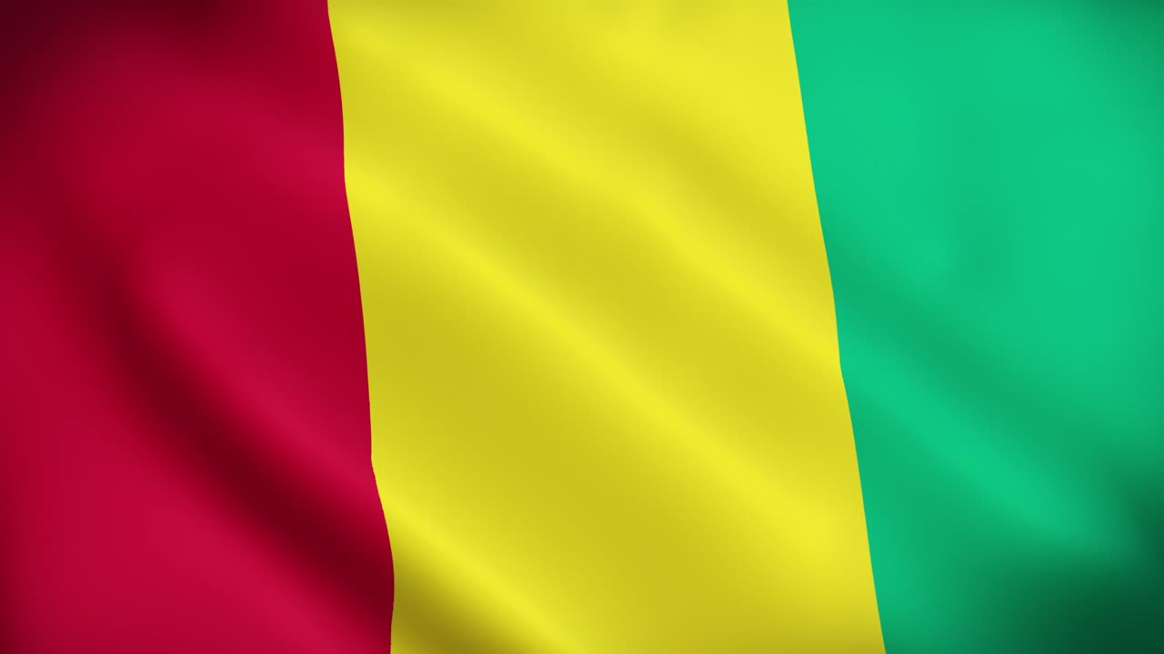 Simbolo nazionale animato 4K della Guinea, bandiera animata della Guinea, bandiera della Guinea che sventola, la bandiera nazionale della Guinea animata