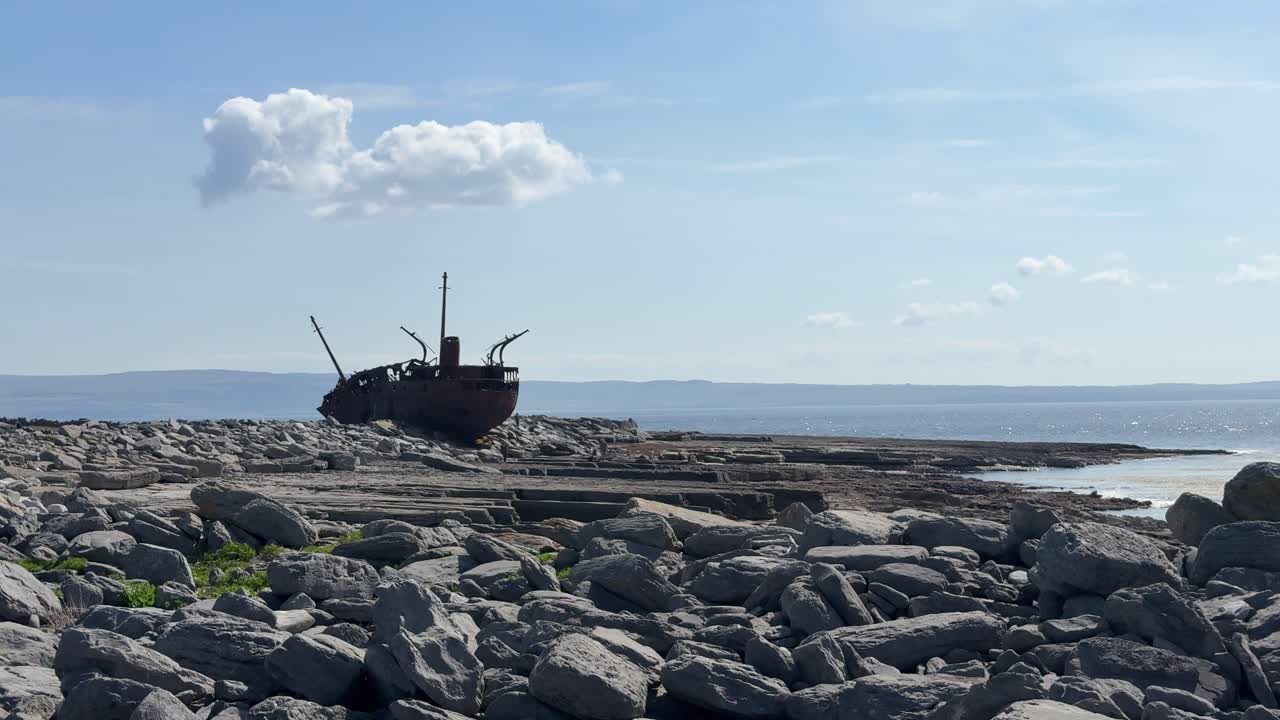 Inisheer shipweck rusting hulk now a tourist attraction on The Aran Islands Wild Atlantic Way Ireland