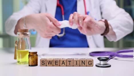 medical professional with sweating concept