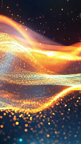 a wave of orange and blue sparks with a blue background. the orange and blue sparks are scattered throughout the image, creating a sense of movement and energy